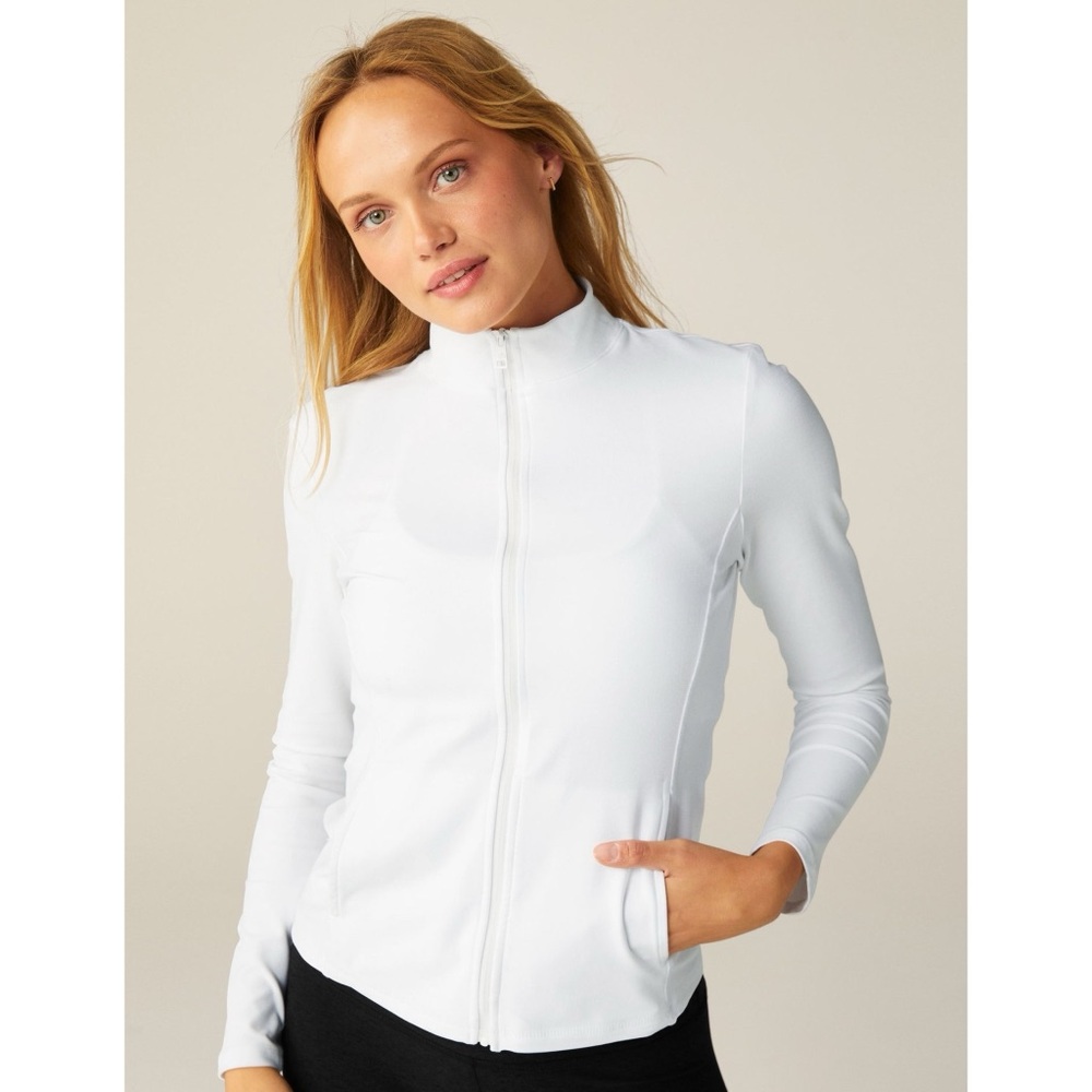 Beyond Yoga Spacedye On The Go Mock Neck Jacket in Cloud White Women’s Size XS